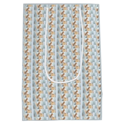 Celestial Winter Angel Lantern of Comfort Mittlere Geschenktüte (Rückseite)