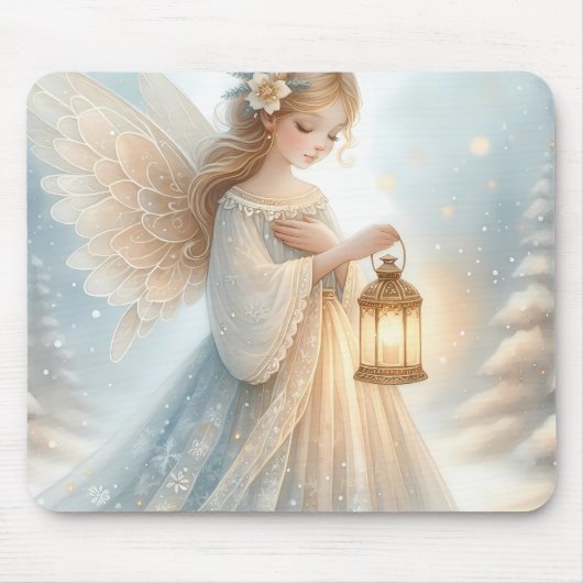 Celestial Winter Angel Lantern of Comfort Mousepad (Vorne)