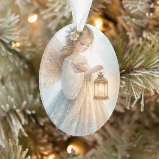 Celestial Winter Angel Lantern of Comfort Ornament (Baum)
