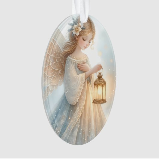 Celestial Winter Angel Lantern of Comfort Ornament (Vorderseite)