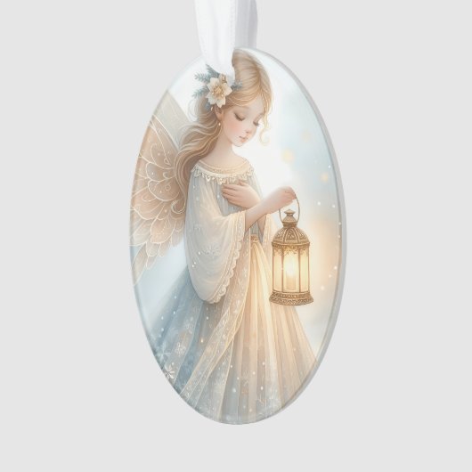 Celestial Winter Angel Lantern of Comfort Ornament (Vorderseite)