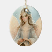 Celestial Winter Angel Lantern of Grace Keramik Ornament (Rechts)