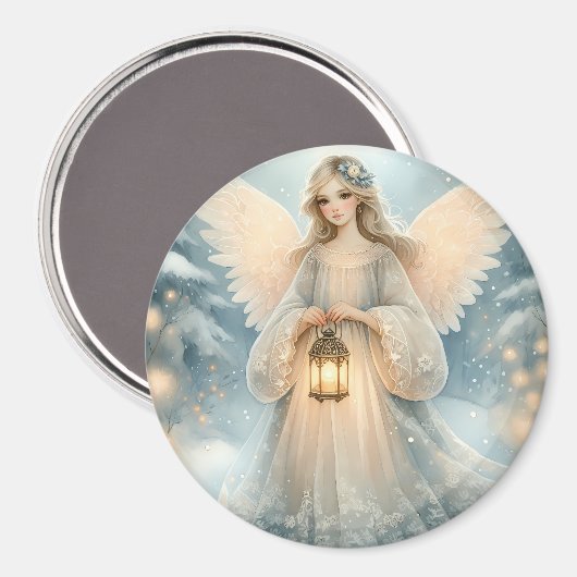 Celestial Winter Angel Lantern of Grace Magnet (Vorderseite/Rückseite)
