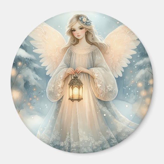 Celestial Winter Angel Lantern of Grace Magnet (Vorne)