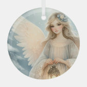 Celestial Winter Angel Lantern of Grace Ornament Aus Glas (Vorderseite)