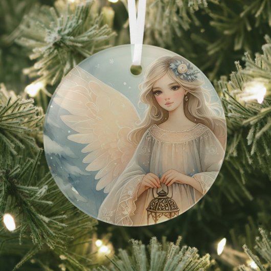 Celestial Winter Angel Lantern of Grace Ornament Aus Glas (InSitu)