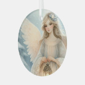 Celestial Winter Angel Lantern of Grace Ornament Aus Glas (Vorderseite links)