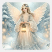 Celestial Winter Angel Lantern of Grace Quadratischer Aufkleber (Vorderseite)