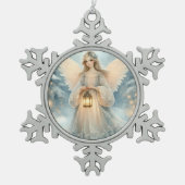 Celestial Winter Angel Lantern of Grace Schneeflocken Zinn-Ornament (Vorderseite)
