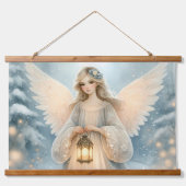 Celestial Winter Angel Lantern of Grace Wandteppich Mit Holzrahmen (Vorne)