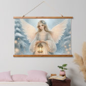 Celestial Winter Angel Lantern of Grace Wandteppich Mit Holzrahmen (Schlafzimmer)