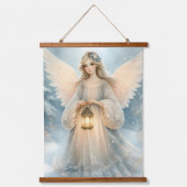 Celestial Winter Angel Lantern of Grace Wandteppich Mit Holzrahmen (Vorderseite)