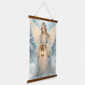 Celestial Winter Angel Lantern of Grace Wandteppich Mit Holzrahmen (Gewinkelt)
