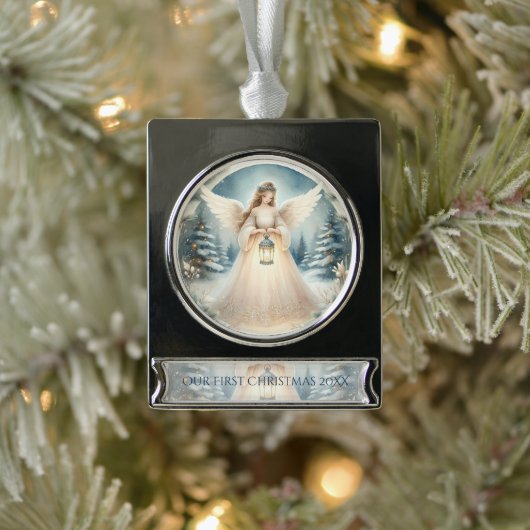 Celestial Winter Angel Lantern of Hope Banner-Ornament Silber (Baum)