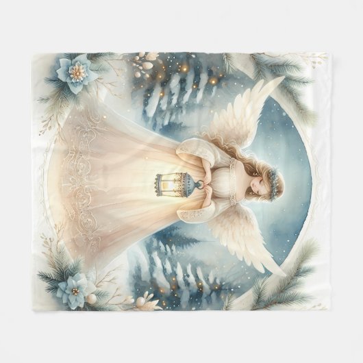 Celestial Winter Angel Lantern of Hope Fleecedecke (Vorderseite (Horizontal))