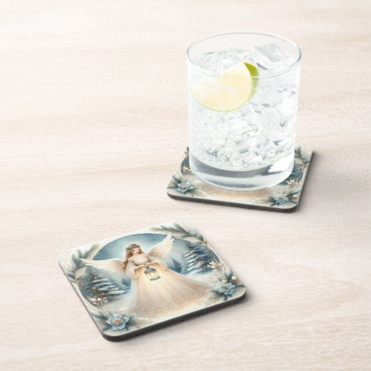 Celestial Winter Angel Lantern of Hope Getränkeuntersetzer (Rechte Seite)