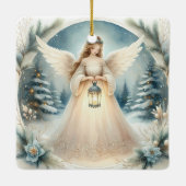 Celestial Winter Angel Lantern of Hope Keramikornament (Rückseite)