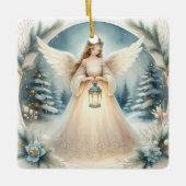 Celestial Winter Angel Lantern of Hope Keramikornament (Vorderseite)