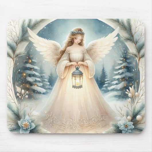 Celestial Winter Angel Lantern of Hope Mousepad (Vorne)