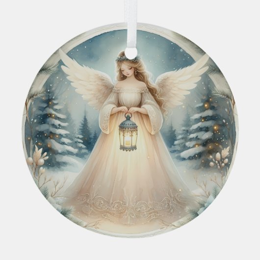 Celestial Winter Angel Lantern of Hope Ornament Aus Glas (Rückseite)