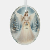 Celestial Winter Angel Lantern of Hope Ornament Aus Glas (Vorderseite Rechts)