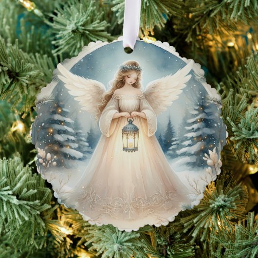 Celestial Winter Angel Lantern of Hope Ornament Karte (Insitu (Baum))