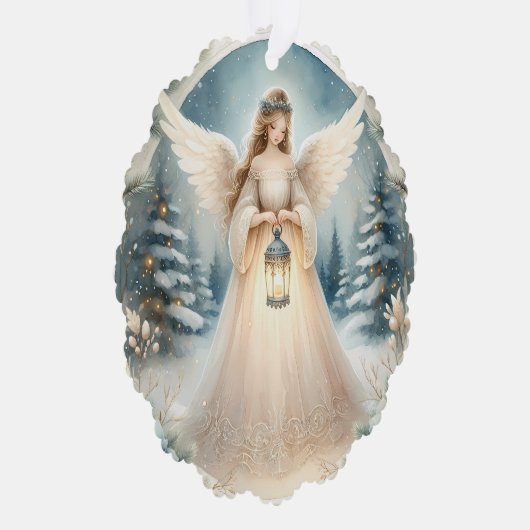 Celestial Winter Angel Lantern of Hope Ornament Karte (Rechts)
