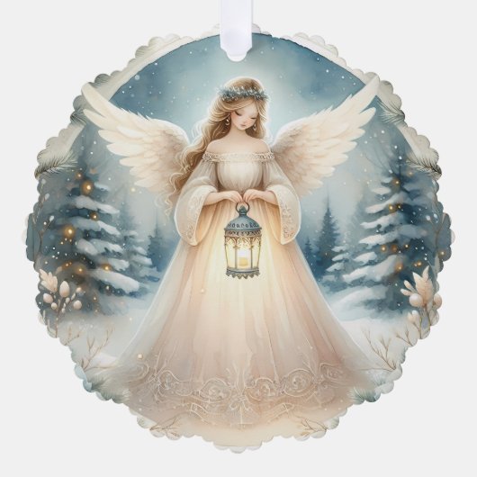 Celestial Winter Angel Lantern of Hope Ornament Karte (Vorderseite)