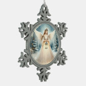 Celestial Winter Angel Lantern of Hope Schneeflocken Zinn-Ornament (Links)