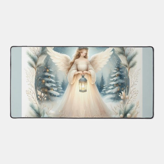Celestial Winter Angel Lantern of Hope Schreibtischunterlage (Vorderseite)