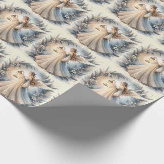 Celestial Winter Angel Lantern of Peace Geschenkpapier (Ecke)