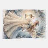 Celestial Winter Angel Lantern of Peace Geschirrtuch (Horizontal)