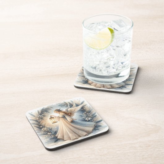 Celestial Winter Angel Lantern of Peace Getränkeuntersetzer (Rechte Seite)