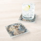 Celestial Winter Angel Lantern of Peace Glasuntersetzer (Schrägansicht)