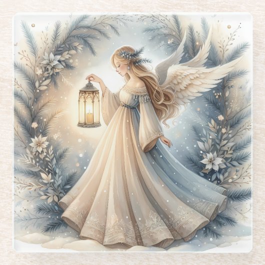 Celestial Winter Angel Lantern of Peace Glasuntersetzer (Vorderseite)