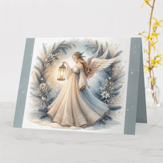 Celestial Winter Angel Lantern of Peace Karte (Gelbe Blume)