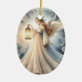 Celestial Winter Angel Lantern of Peace Keramik Ornament (Vorne)