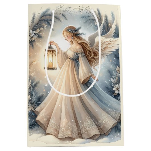 Celestial Winter Angel Lantern of Peace Mittlere Geschenktüte (Vorderseite)