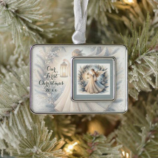 Celestial Winter Angel Lantern of Peace Rahmen-Ornament Silber (Baum)