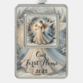 Celestial Winter Angel Lantern of Peace Rahmen-Ornament Silber (Vorderseite)