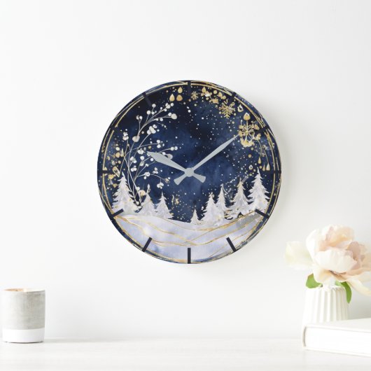 Celestial Winter Elegance Große Wanduhr (Zuhause)