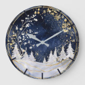 Celestial Winter Elegance Große Wanduhr (Vorderseite)