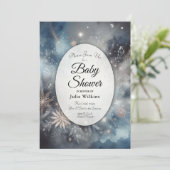Celestial Winter Midnight Sparkle Baby Shower Einladung (Stehend Vorderseite)