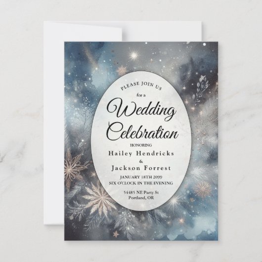 Celestial Winter Midnight Sparkle Einladung (Vorderseite)