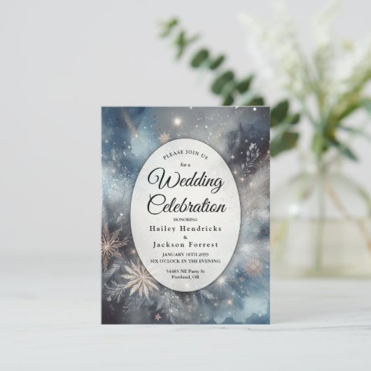 Celestial Winter Midnight Sparkle Einladung (Stehend Vorderseite)