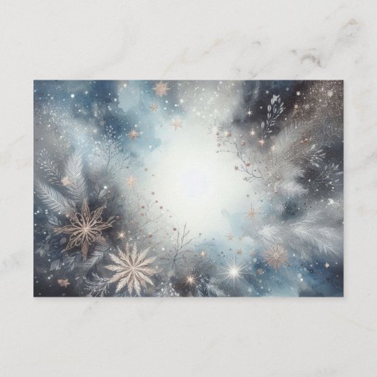 Celestial Winter Midnight Sparkle Wedding Begleitkarte (Rückseite)