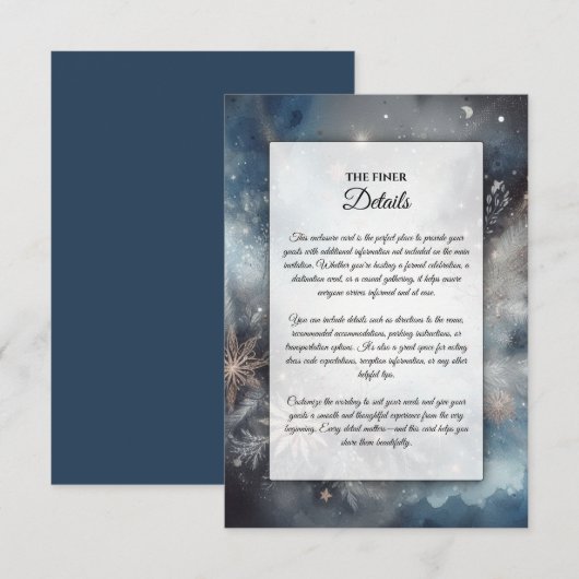 Celestial Winter Midnight Sparkle Wedding Begleitkarte (Vorne/Hinten)
