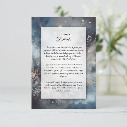 Celestial Winter Midnight Sparkle Wedding Begleitkarte (Stehend Vorderseite)