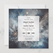 Celestial Winter Midnight Sparkle Wedding Einladung (Vorderseite)