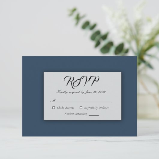 Celestial Winter Midnight Sparkle Wedding RSVP Karte (Stehend Vorderseite)